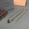 M iu Pendant Necklaces personality niche temperament dripping strawberry collarbone chain family fashion trend cherry with necklace