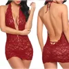 Basic Casual Dresses Sexy underwear sexy lace hollow bag buttocks hanging neck women's nightdress 220526