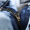 Męskie dżinsy męskie dżinsy zrujnowane rzemiosło smażony płatek śniegu jasny kolor nieelastyczne dżinsowe spodnie 2023 L230911pp