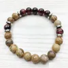 Pärlstav SN1032 Toppdesign Mens Armband Healing Meditation Mala Beads Red Tiger Eye Picture Jasper Wholesale Drop Delivery Jew Dhgarden Dh8bu