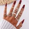Trendy Geometrische Bloem Blad Ringen voor Vrouwen Goud Kleur Zilver Kleur Kruisende Parel Ringen Set Mode-sieraden Geschenken