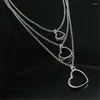 Halsband örhängen set charmhouse silver 925 för kvinnor 3 lager hjärthänge armband datorer bröllop kostym smycken
