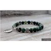 Beaded Sn1072 Genuine Moss Agate Bracelet Fashion Yoga Wrist Mala Beads Tree Of Life Healing Nature Stone Buddhist Jewelry D Dhgarden Dhlf5