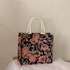 Borse da sera Borsa tote da donna di grande capacità dal design retrò Borsa da spalla da donna in jacquard rosa con fiore vintage