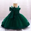 Bow Summer Dresses Infant Baby Girl Birthday Party Dress Lace Flower New born Princess Clothes Toddler Baby Girls Wedding Gown