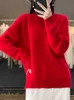 Aliselect Fashion 100% Merino Wool Top Women Sticked tröja Mock Neck Full Sleeve Autumnwinter Clothing Twisted Jumper Knitwear