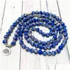 Beaded SN1536 Blue Regalite Jasper 108 Mala Yoga Bracelet New Design Lotus Charm Womens Handamde Meditation Dhgarden Dhdmg