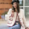 Kurtki damskie Designer Runway Women Woolat 2023 Autumn Winter Single Breaste White Tweed Woolen Jacket Pockets Coats