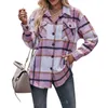 Damesjassen Dames S Geruite Overhemden Casual Revers Button Down Plaid Met Zakken Herfst Winter Esthetische Kleding