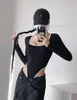 Sportowy aktywny odzież Podstawowa kontrast kolor patchwork Bodysuits swobodny szczupły kwadratowy kołnierz długi rękaw Rompers Kobiety 2023 Lady