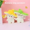 Porte-clés en peluche banane chien pendentif mignon dessin animé chiot poupée peluches décoration doux peluche animal porte-clés charmes sac à dos 230911