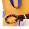 Märke lyxiga smycken dubbel läder rep kvinnlig manlig designer läder armband avancerad elegant mode presentbälte box258i