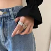 Hochwertiger, niemals verblassender Vintage-Mondstein-einstellbarer offener Ring mit weiblicher Perlenschale, unregelmäßiger Ring für Frauen, Hip-Hop-Schmuck, Geschenke