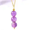 Row Natural Stone Crystal Round Beads Pendant Necklace Candy Color Round Beaded Necklaces DIY Fashion Jewelry