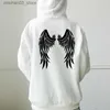 Erkek Hoodies Sweatshirts Street Kostüm Harajuku Angel Wings Fermuar Hoodie Y2K Retro Gotik Süper Dalian Hoodie Punk Baskı Kostümü Hip Hop Q230911