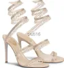 Scarpe eleganti Sandali R Caovilla abito da sposa sandalo donna scarpe con tacco alto Donna romantica LAMPADARIO stiletto nudo sandali gioielli cinturino alla caviglia Inserti di diamanti x09