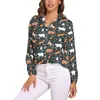 Women's Blouses Cute Fennec Blouse Cactus Desert Print Pattern Womens Long-Sleeve Classic Shirts Spring Oversized Clothes