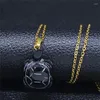 Pendant Necklaces 2023 Black Tortoise Stainless Steel Natural Stone For Women Gold Color Chain Necklace Jewelry Cadenas Mujer NXS04