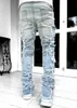 Herrenjeans 2023 Herren zerrissene Hosen Herrenjeans Designer Jean Hombre Hosen Herren Stickerei Patchwork Zerrissen für Trend Marke Motorradhose Herren Skinny x0911