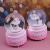 Dekorativa föremål figurer Swan Ballet Girl Snowball Globe Music Box Barn Birthday Present Home Decor Bedroom Living Room Ornaments Barn Day Gift 230911