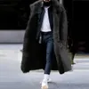 Mens Trendy Winter Suede Plush Overcoat Midi-Length Faux Fur Thicken Warm Coat Men High Quality Male Loose Windproof Outerwear