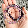 MG0358 Nouveau Design Couronne Chakra Pile Bracelet Ensemble Naturel Fluorite Améthyste Quartz Clair Bracelet Coeur Chakra Cristaux Bracelet294J