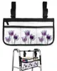 Sacos de armazenamento Flor tulipa roxo abstrato saco de cadeira de rodas com bolsos braço lateral scooter elétrico andando bolsa