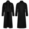 Men's Trench Coats Men Long Sleeve Steampunk Victorian Tailcoat Jacket Gothic Belt Ribbon Zipper Coat Hip Stage Cosplay Costume Uniform