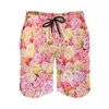 Shorts masculinos rosa jardim placa verão flores impressão havaí calças curtas homens esportes secagem rápida troncos de praia personalizados
