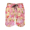 Herr shorts rose trädgård bräde sommar blommor tryck Hawaii korta byxor män sport snabba anpassade strandstammar