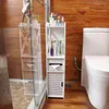 Floor Mounted Waterproof Toilet Side Cabinet PVC Bathroom Storage Rack Bedroom Kitchen Storage Shelves Home Bathroom Organizer T20225p