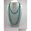 Colliers de perles St0005 Perle turquoise teinte de 8 mm faisant un collier en pierre verte de 42 pouces de long perles naturelles nouées livraison directe Dhgarden Dhox5