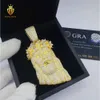 Personalizado 18k banhado a ouro 925 prata esterlina vvs moissanite pingente de cabeça de jesus para homens com configuração de diamante