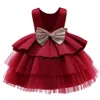 1 Jahr altes Baby-Mädchen-Kleid für neugeborene Mädchen-Kleidung, großer Bogenknoten, formelles Baby-Geburtstags-Party-Kleid, Taufkleid