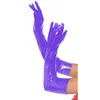 Party Supplies Glossy LaTex PVC Leather Gloves Hip-Jazz Outfit Bright Long Emulation Over Elbow Cosplay Female Night 7xl