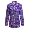 Blusas femininas brilhantes lavanda glitter blusa roxo bling impressão elegante personalizado feminino manga longa streetwear camisa roupas de grandes dimensões