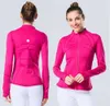 lu-01 Womens Yoga Jacket Long Sleeves Outfit Solid Color Back Zipper Gym Jackets Shaping Waist Tight Fitness Sportswear For Lady 966ess