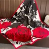 Square 90x90cm Simple Designer Letters Print Rose Floral Silk Scarf Headband For Women Fashion Handle Bag Scarves Paris Axel Tote Bagage Ribbon Head Wraps