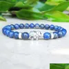 Perlé Mg0740 Bracelet d'énergie de yoga de charme d'éléphant 6 mm A Grade Lapis Lazi naturel Bonne chance Guérison Drop Livraison Bijoux Soutien-gorge Dhgarden Dhcpb