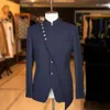 Arrivée 2 pièces hommes costume Mandarin revers marié Tuxedos hommes robe de mariée homme veste Blazer bal dîner costumes Tailcoat Bl226O