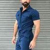 Men's Pants Overalls Rompers Summer Men Fashion Belt Design Playsuit Spring Mens Casual JumpsuitsSolid Color Short Sleeve Multi Pockets