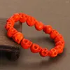 Strand Rock Fashion Men's Natural Stone Skull Beaded Bracelet Punk Terror Ghost Jewelry Pulseira