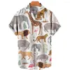 Herrespår 2023 originaltröjor sommar 3d djurtryck hawaiiansk skjorta casual knapphals Loose American Fashion Top Big Clothes