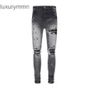 Dżinsy amiryes dżinsy designerskie spodnie Man Mens Jean JB NOWOŚĆ STARY STARY Uszkodzony MX1 Kamuflaż Wzór fali Patchwork Mashed Grey Men's Fashion Bei1