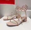 Rene caovilla 4,5 cm chunky hakken sandalen strass verfraaid witte avondschoenen dames hoge hakken luxe ontwerpers omhullende kledingschoen met originele doos