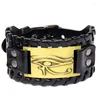 Bracelets de charme Vintage Punk large bracelet en cuir hommes Viking Eye d'horus bijoux accessoires cadeaux de fête