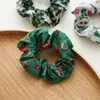 Julavtryck Scrunchies hårband stretchigt hårband litet gummiband hästsvans hållare kvinnor festvial present hårtillbehör