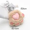 Plush Keychains 4Pcs Cute Cat Claw Keychain Girl Ladies Bag Ornaments Small Paw Toy Soft Car Key Pendant Keyrings Gift 230911