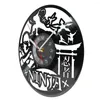 Wall Clocks Japan Warrior Ninja Inspired Record Clock For Living Room Japnese Samurai Shinobi Carved Music Longplay