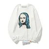 Men's OFF W designer fashion hoodie 2023 spring and autumn new off ow Mona Lisa series round neck sweater for men and women